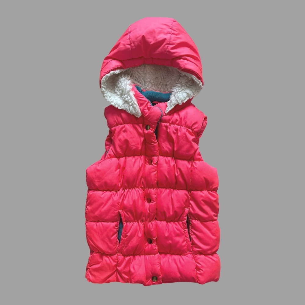 Double Deer Girls Pink Puffer Vest Sz 10/12 Barbiecore layiering bright warm